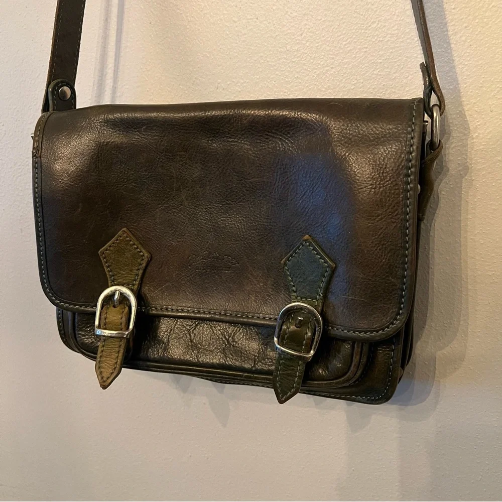 Italian Leather Green Bag From Venice Italy Crossbody